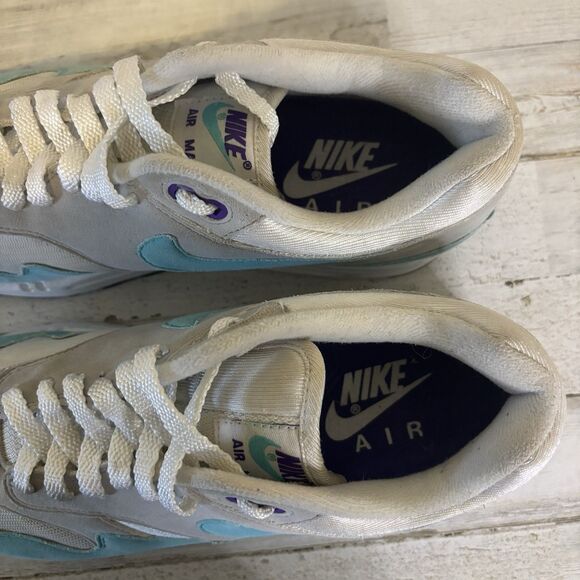 Nike Men’s 8 Air Max 1 OG Anniversary Aqua Sneakers Blue/Purple Sneaker LTD - Picture 10 of 14